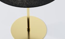 Mesa Lateral Disco Dourada com Tampo Preta Close