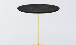 Mesa Lateral Disco Dourada com Tampo Preta