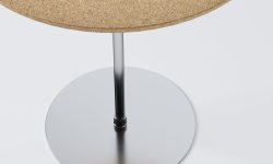 Mesa Lateral Disco Prata com Tampo Natural Close