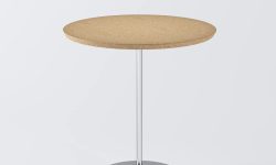 Mesa Lateral Disco Prata com Tampo Natural