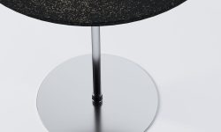 Mesa Lateral Disco Prata com Tampo Preta Close