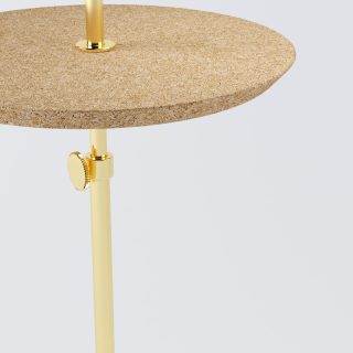 Mesa de Apoio Disco Dourada com Tampo Natural Close