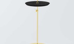 Mesa de Apoio Disco Dourada com Tampo Preto