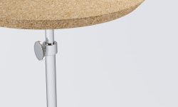 Mesa de Apoio Disco Prata com Tampo Natural Close